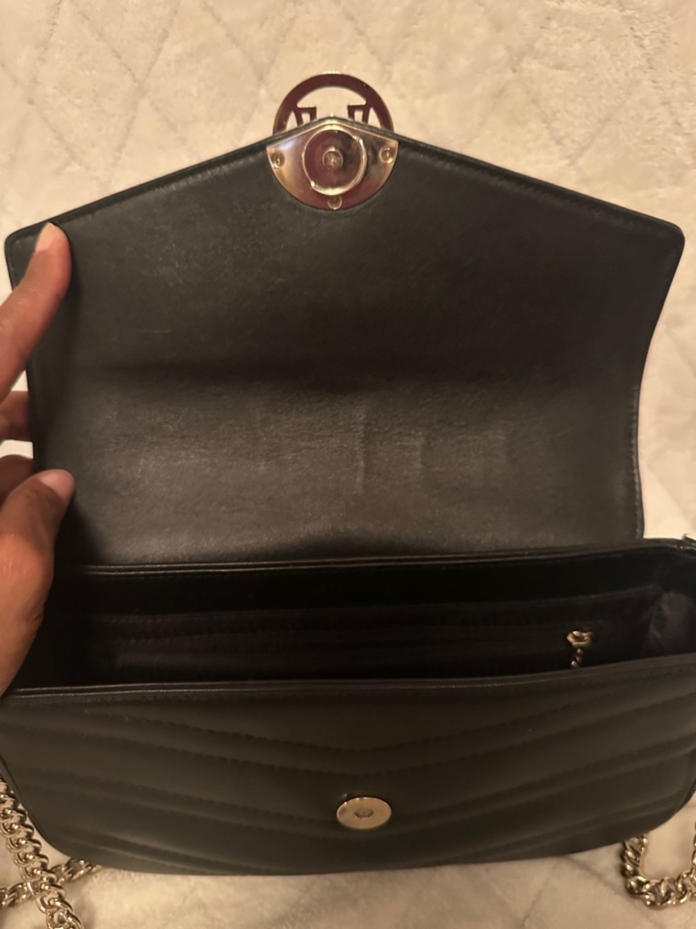 Metro City Black Crossbody/Shoulder Bag with Gold Chain and Accent - Picture 7 of 9